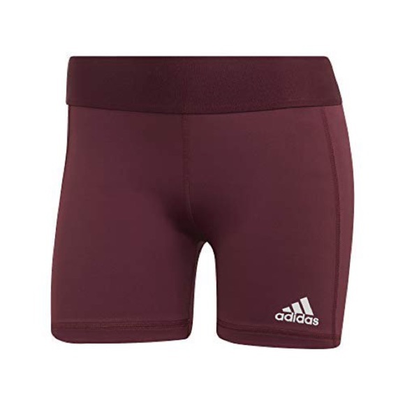 adidas Women s Alphaskin Volleyball 4 Inch Short Tights Team Maroon White L4 - Picture 6 of 6